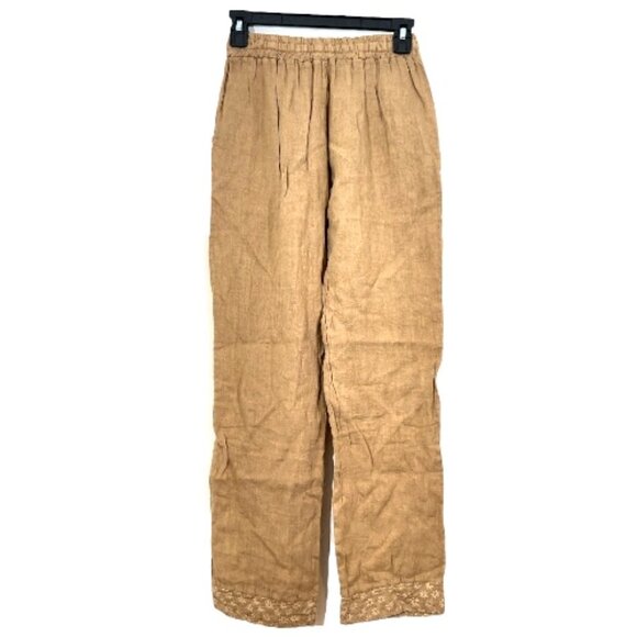 Milio Milano Floral Embroidered Linen Pants 12202 Small New - Picture 4 of 4